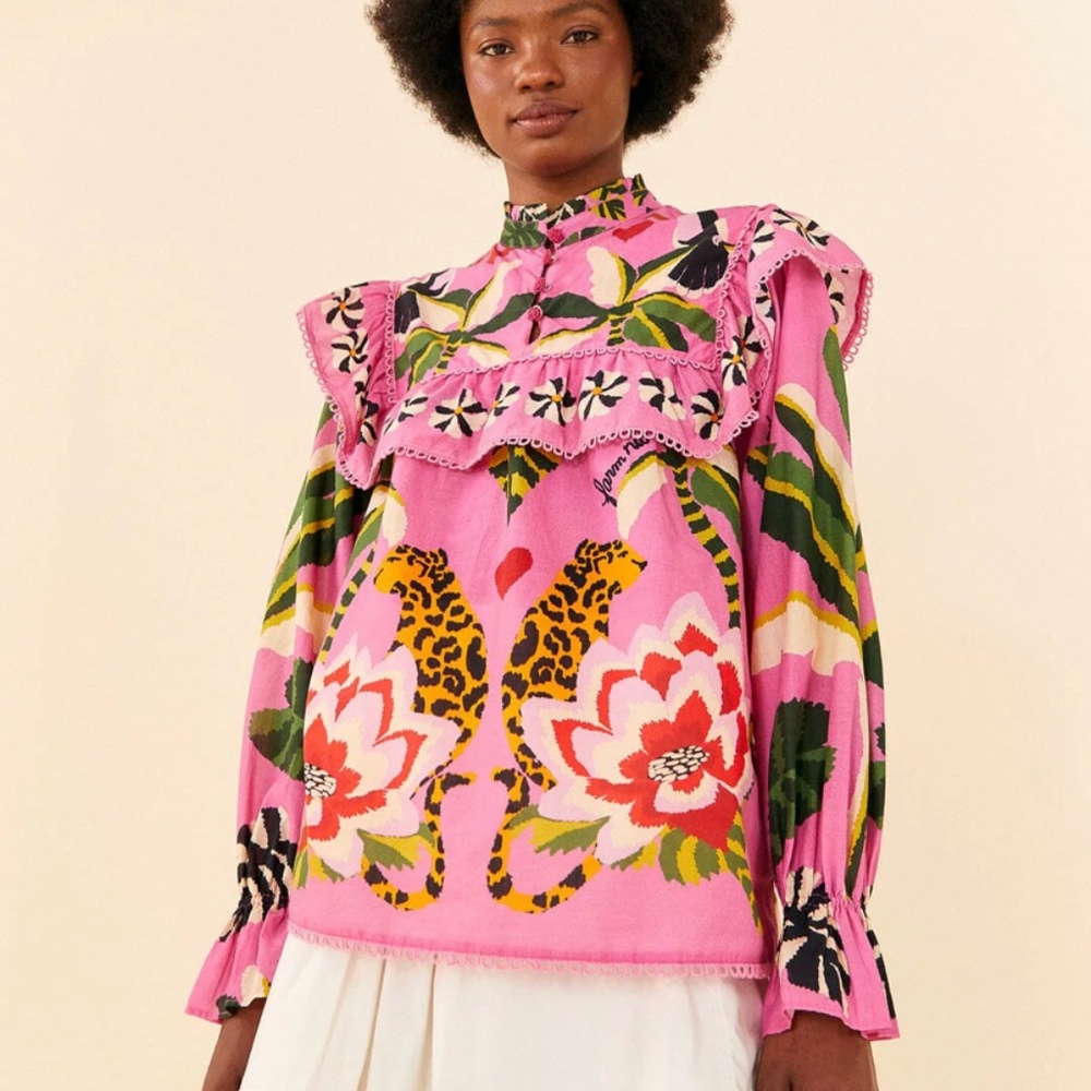 FARM Rio Multicolor Floral Leopard Blouse